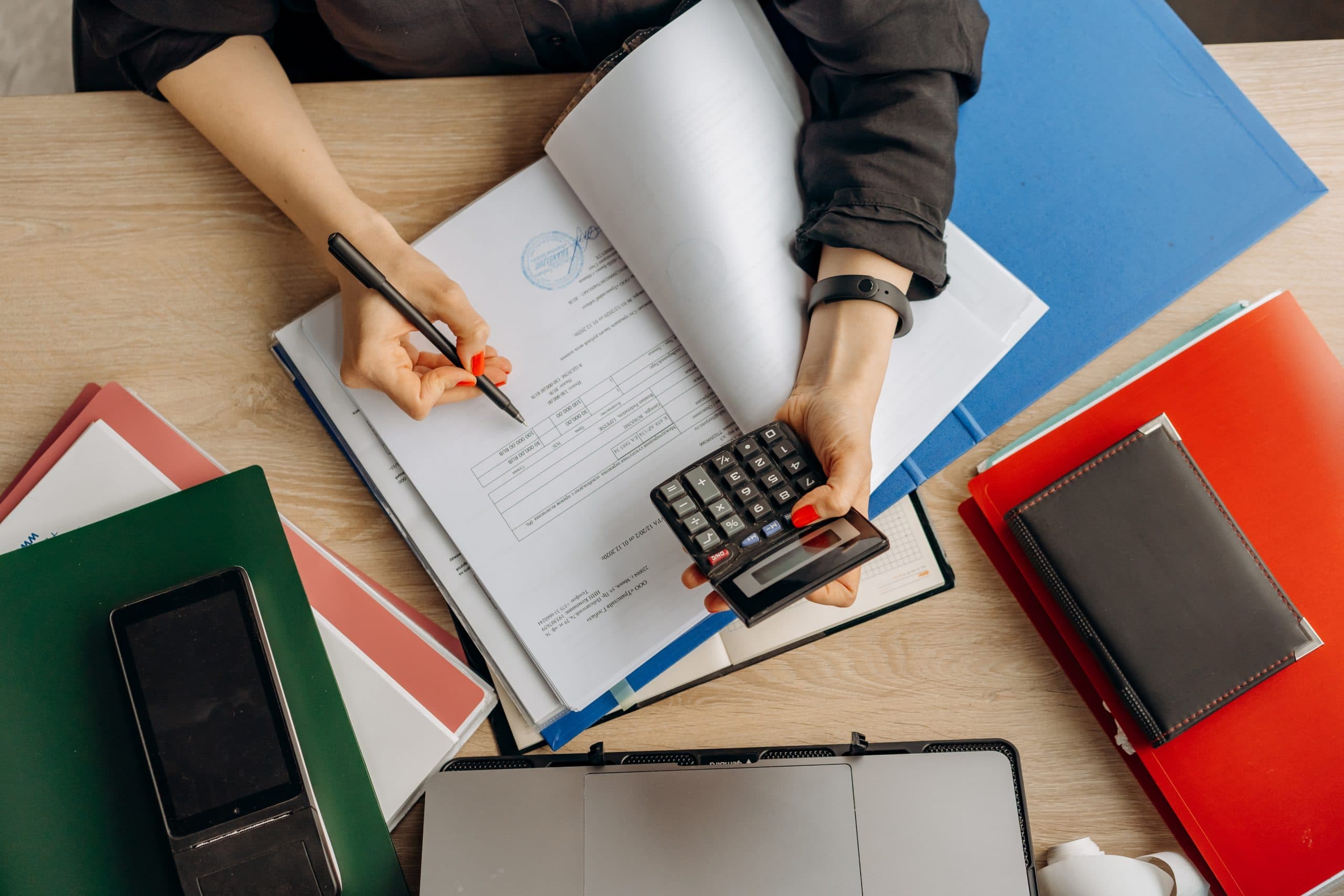 Calculator and financial documents
